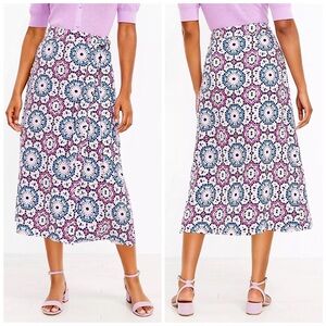 LOFT Mosaic Print Midi Wrap Skirt NWOT